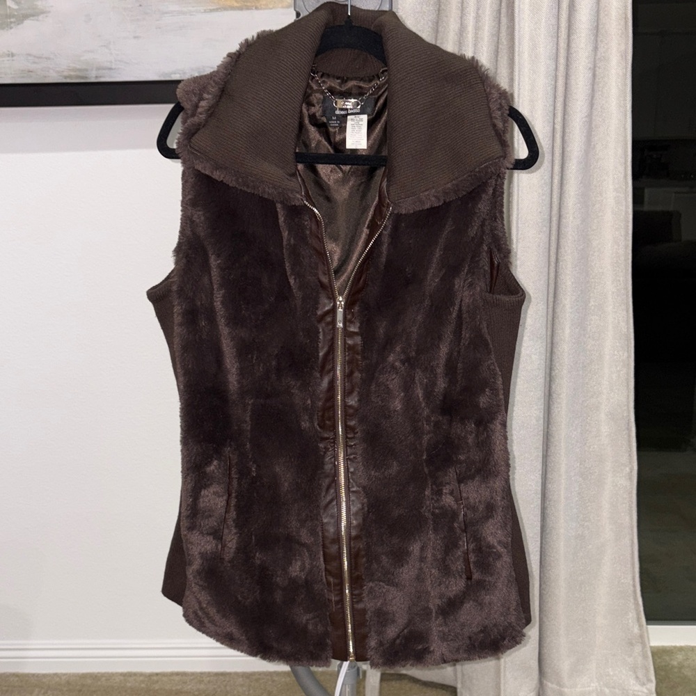 Dennis Basso Chocolate Faux Fur Vest